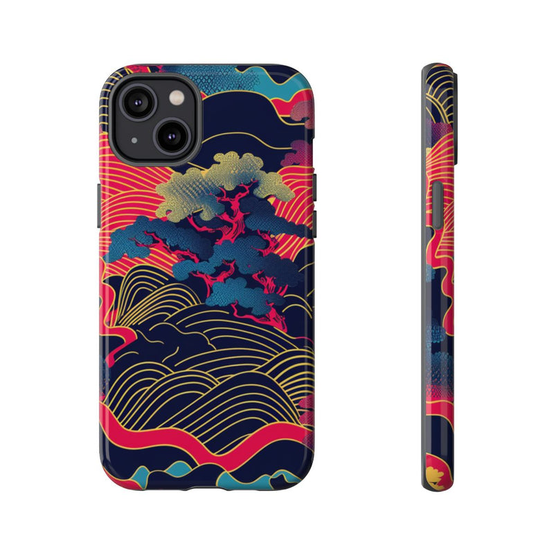 Neon Japanse Landschapspatroon