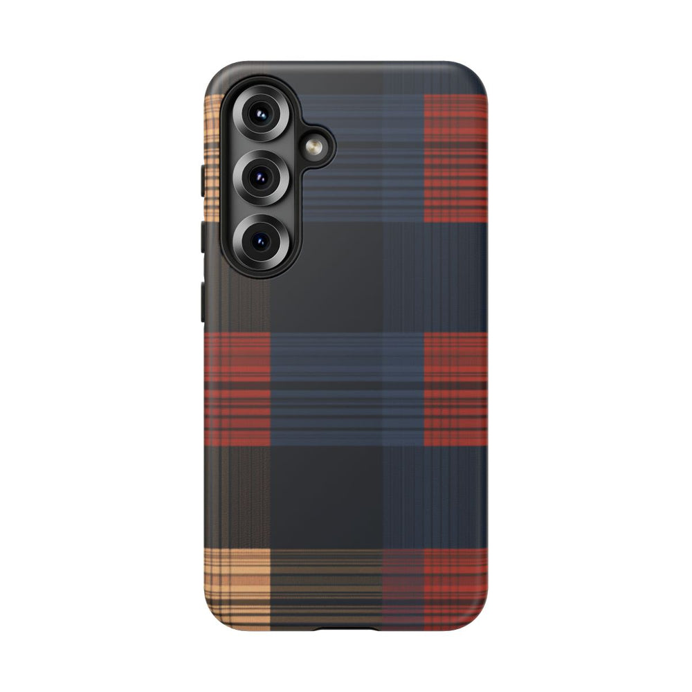 Caramel en Donkerblauw Geruit Patroon