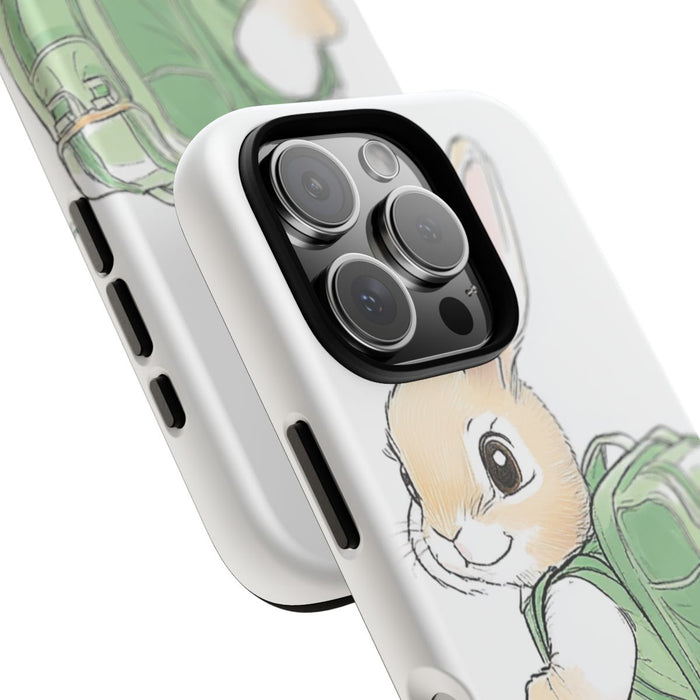 Schattig Konijntje met Groene Rugzak Illustratie