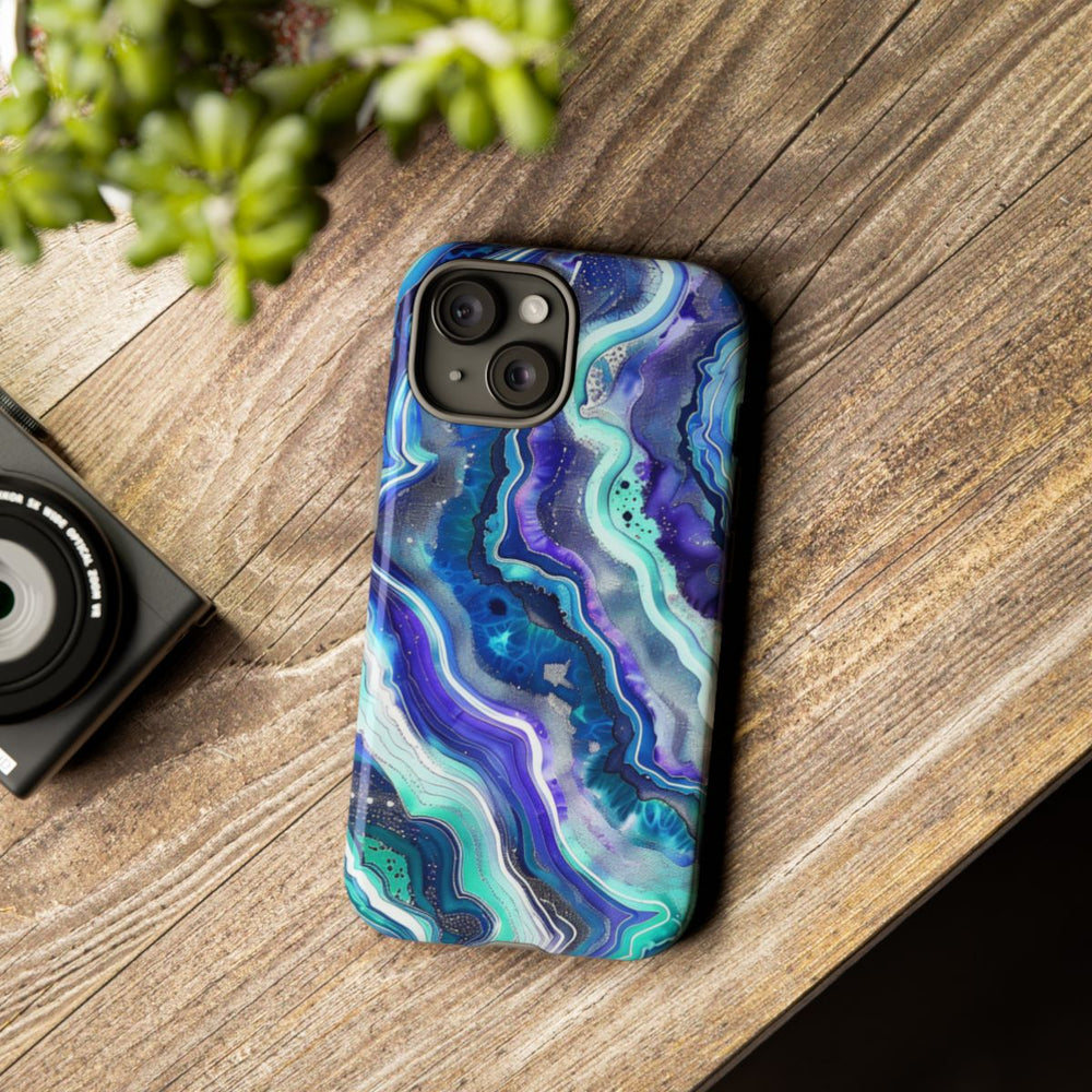 Blauw en Turquoise Geode Wervelpatroon