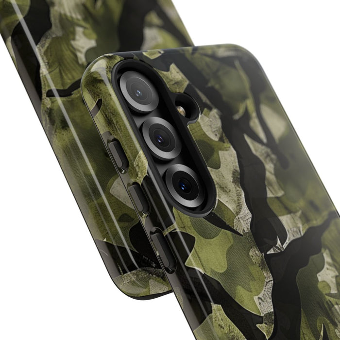 Groen Camouflagepatroon met Zwarte Abstracte Vormen