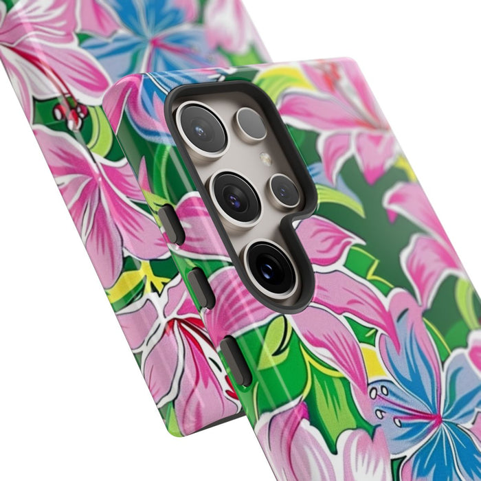 Roze en Blauwe Bloemenprint