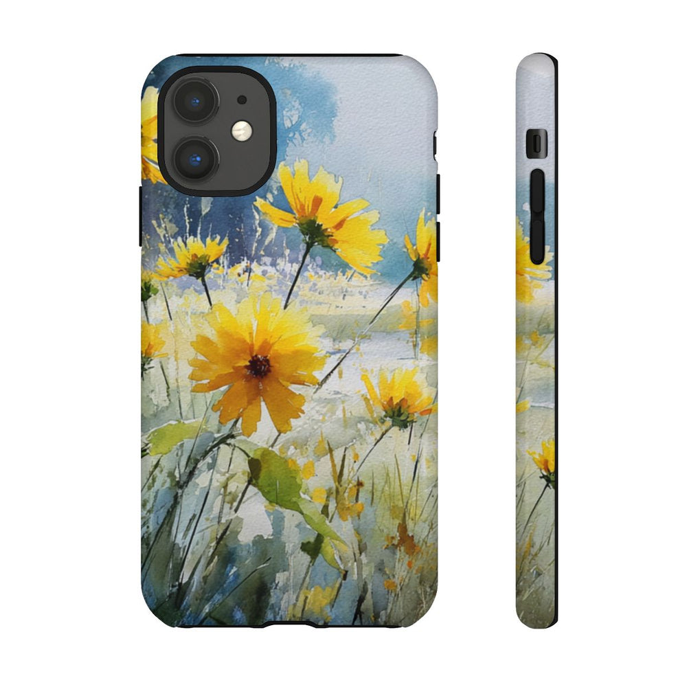 Gele Zonnebloemen in Pastelkleurig Landschap