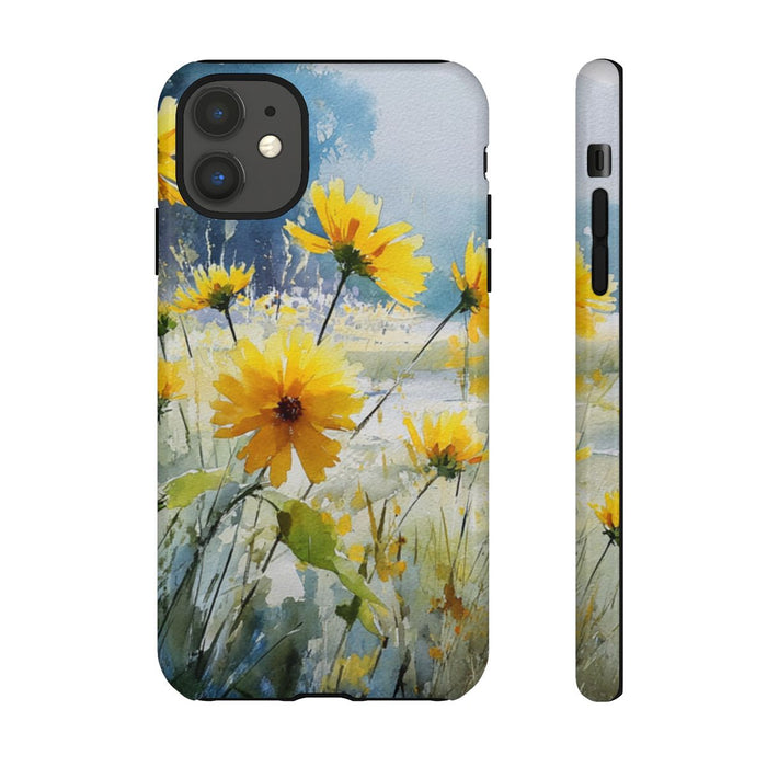 Gele Zonnebloemen in Pastelkleurig Landschap