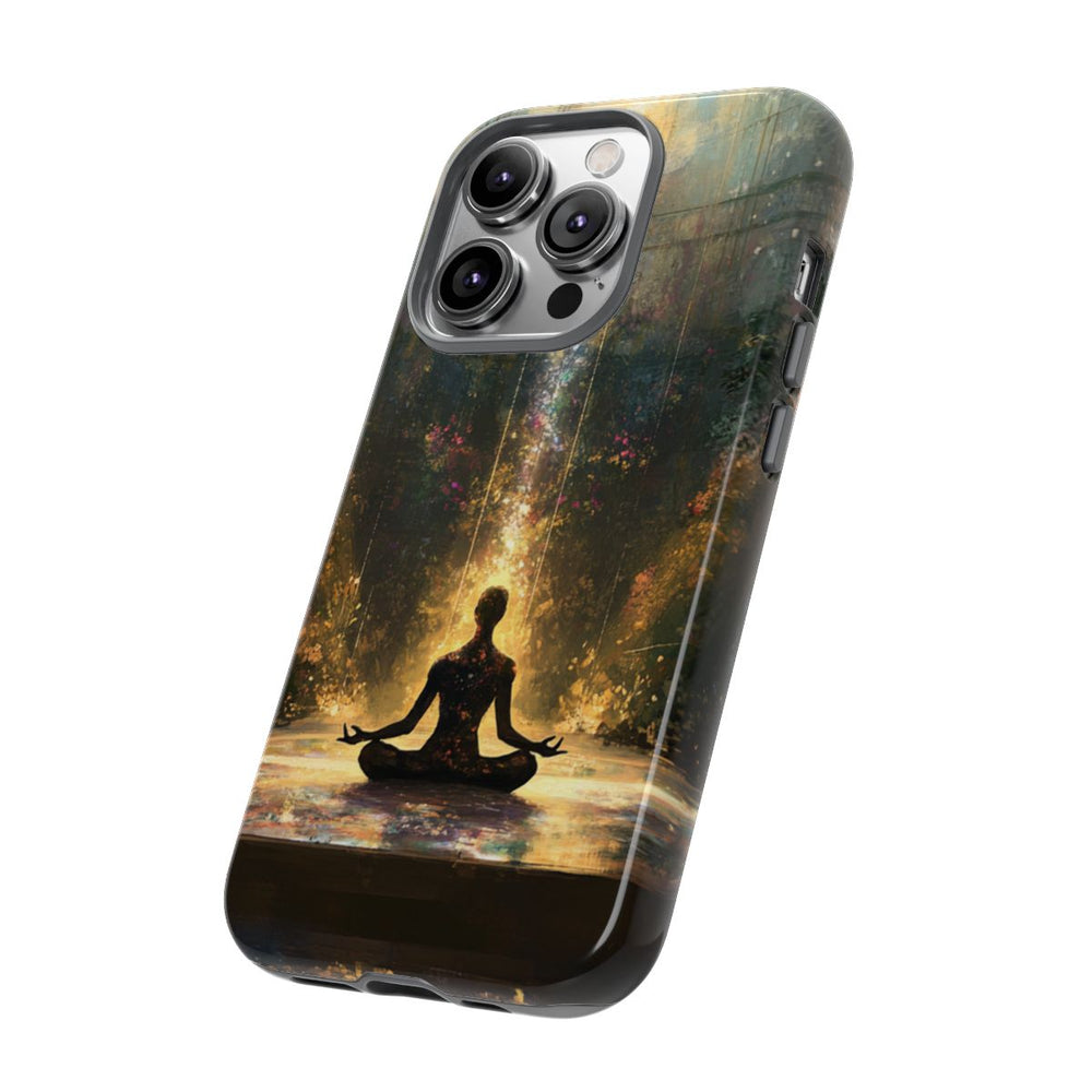 Mediterende Silhouet met Stralend Licht