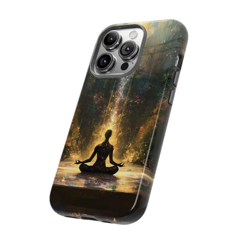 Mediterende Silhouet met Stralend Licht