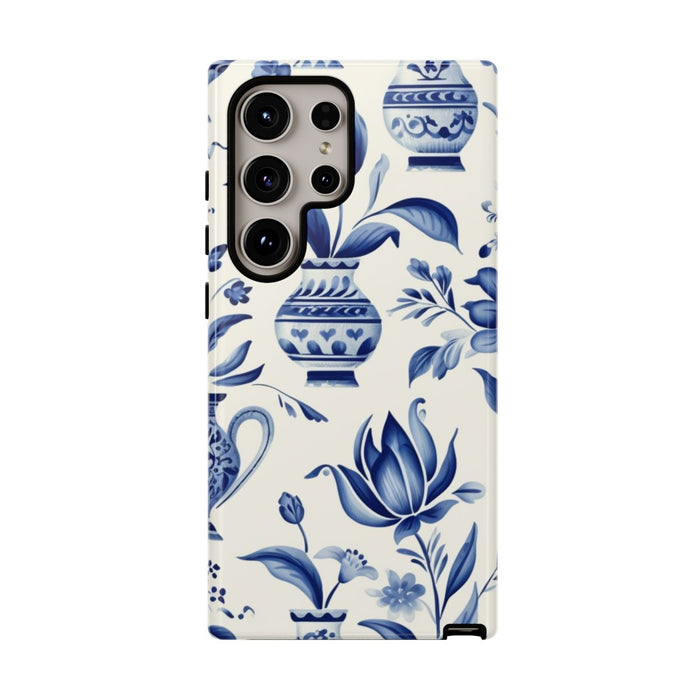 Blauw Bloemmotief met Delfts Vaaspatroon