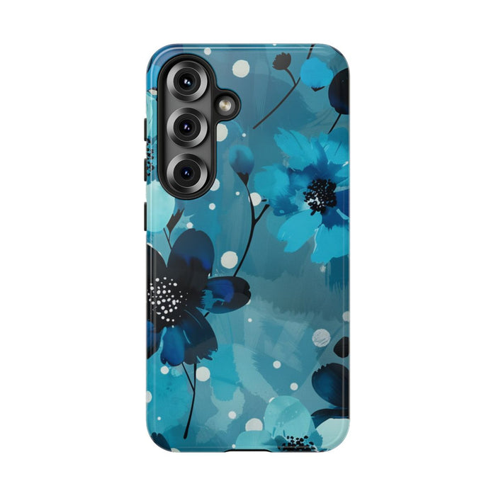 Blauw Bloemenpatroon met Stippen