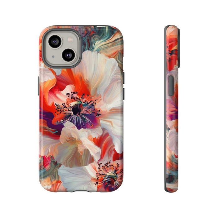 Abstracte Bloemmotieven in Rood en Wit