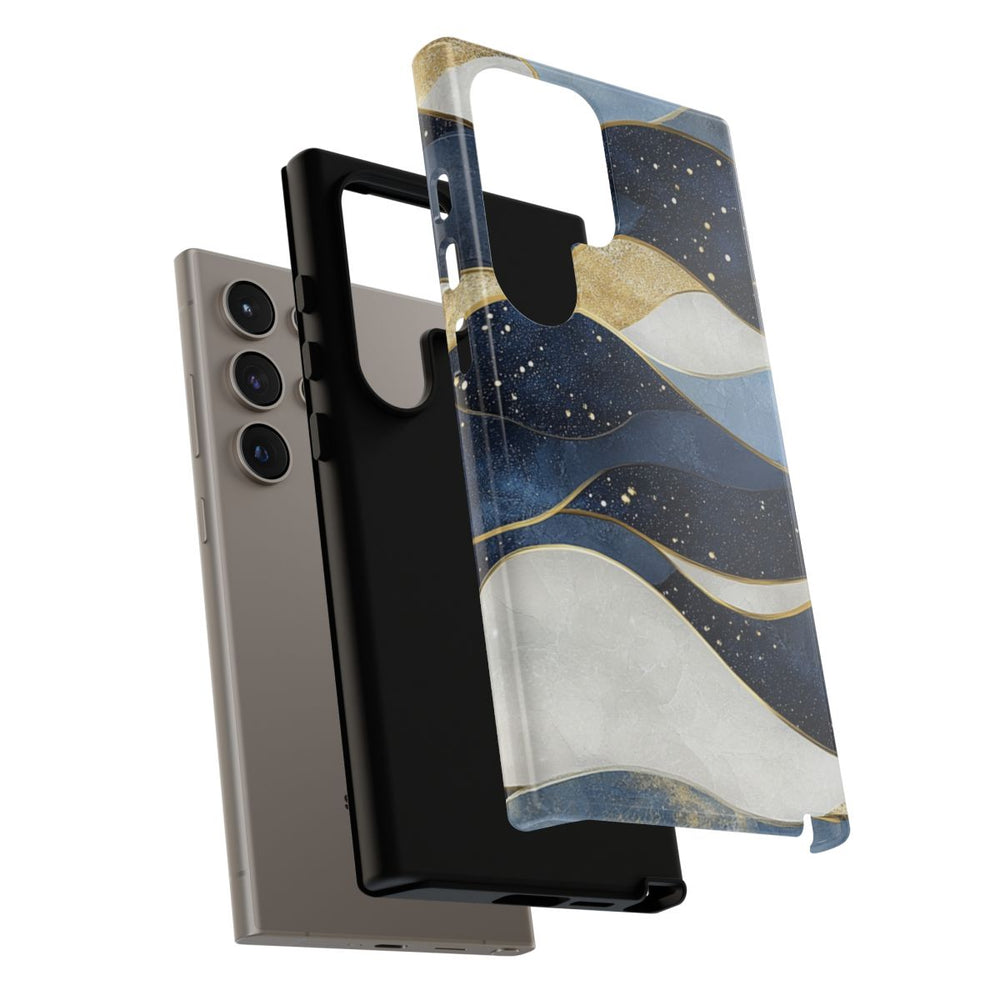 Abstract Blauw-Goud Golvenpatroon