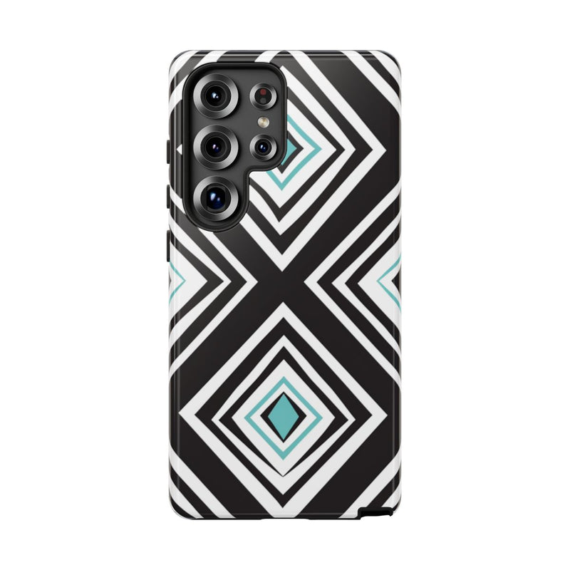 Geometrisch Zwart-Turquoise Diamantpatroon