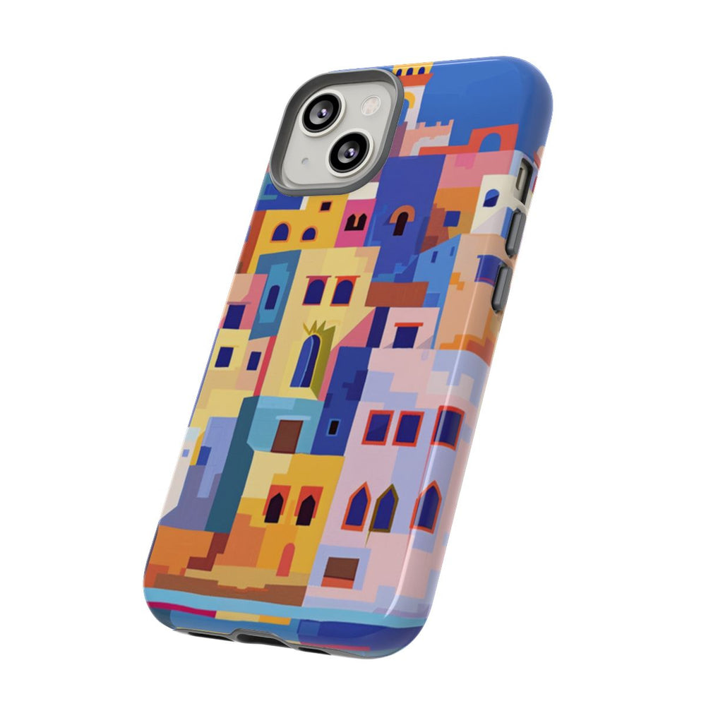 Kleurrijke Illustratie van een Kuststad