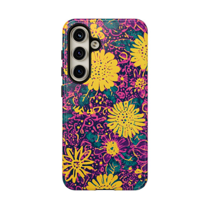 Gele en Paarse Bloemenprint