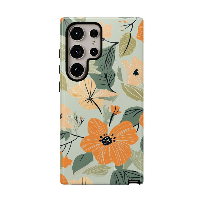 Oranje en Perzik Bloemenpatroon