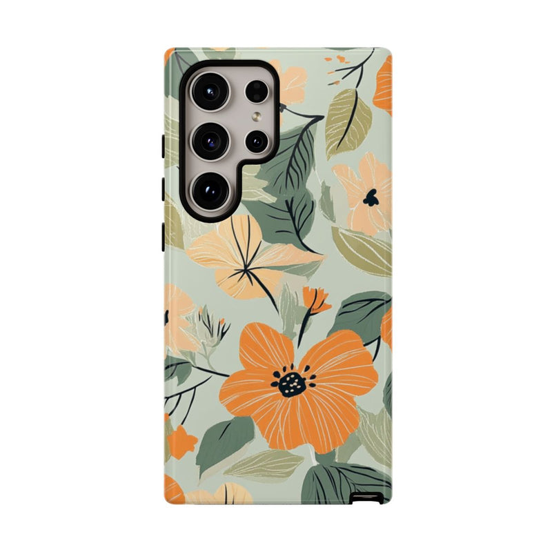 Oranje en Perzik Bloemenpatroon