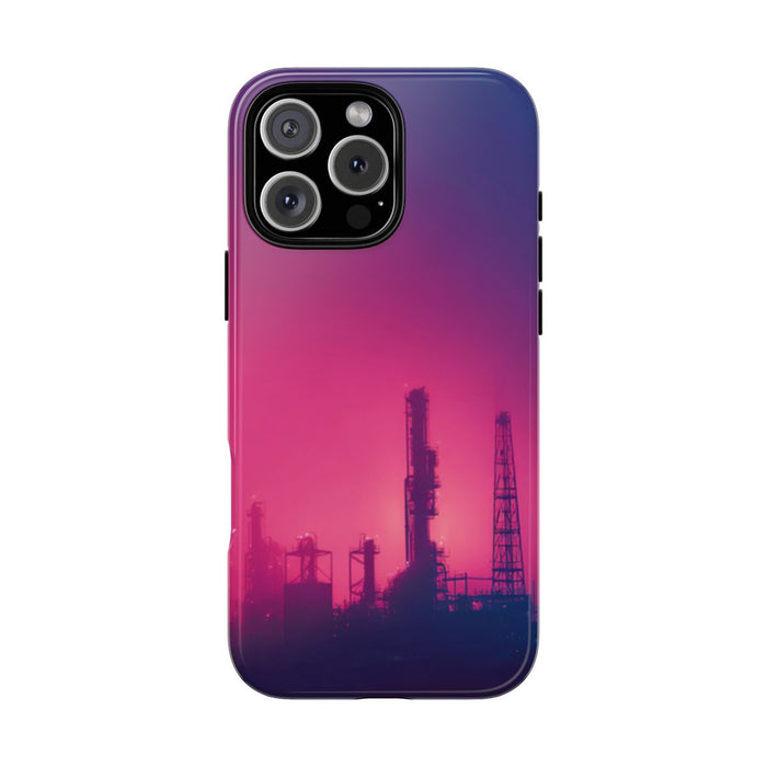 Industrieel Silhouet met Neon Gloed