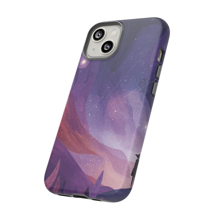 Silhouet van Sterrenkijker op Buitenaards Landschap