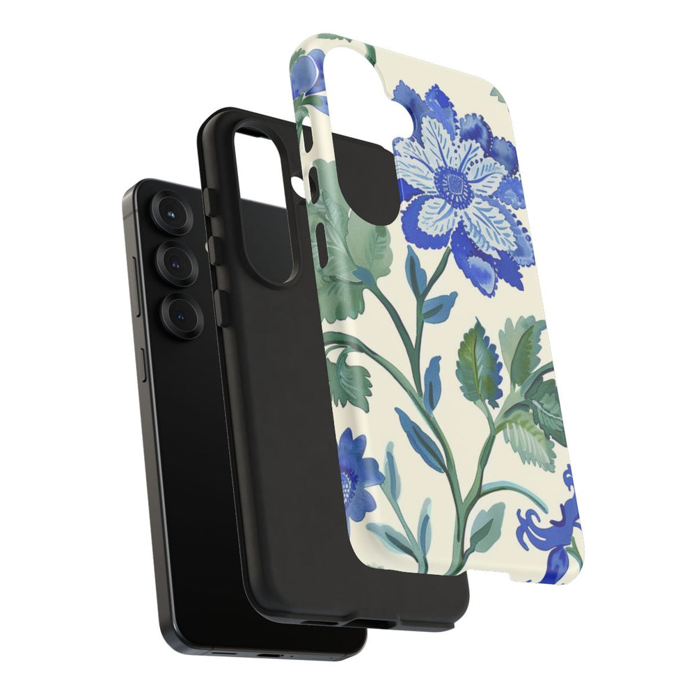 Blauw Waterverf Bloemenpatroon