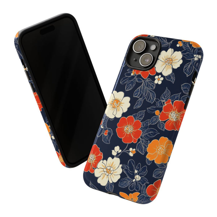 Oranje en Witte Bloemenprint