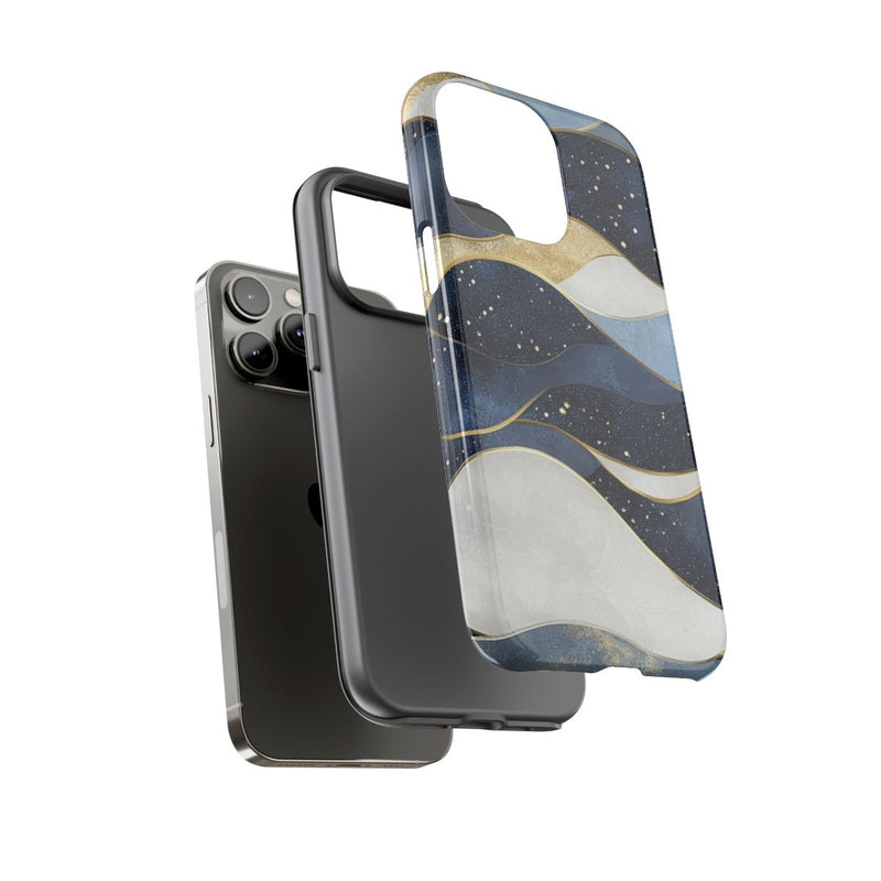 Abstract Blauw-Goud Golvenpatroon