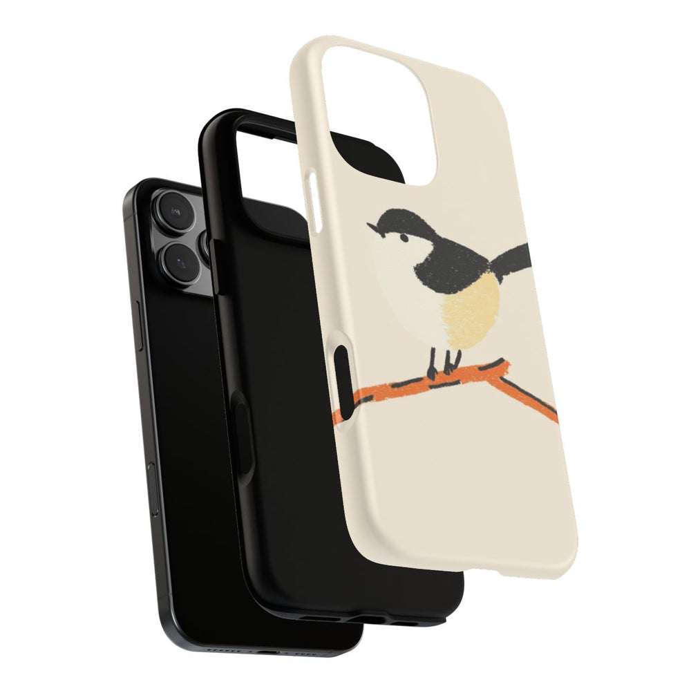 Minimalistische Vogelillustratie op Tak