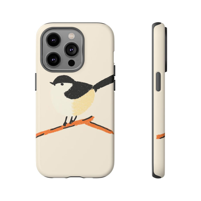 Minimalistische Vogelillustratie op Tak