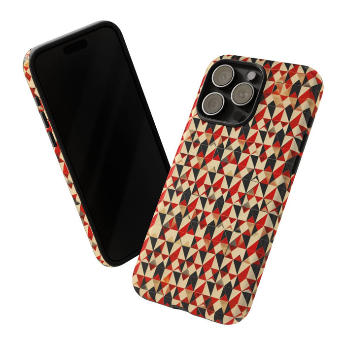 Geometrisch Abstract Patroon in Rood en Zwart