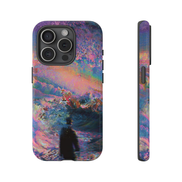 Abstracte Kleurrijke Kosmische Scene met Silhouet