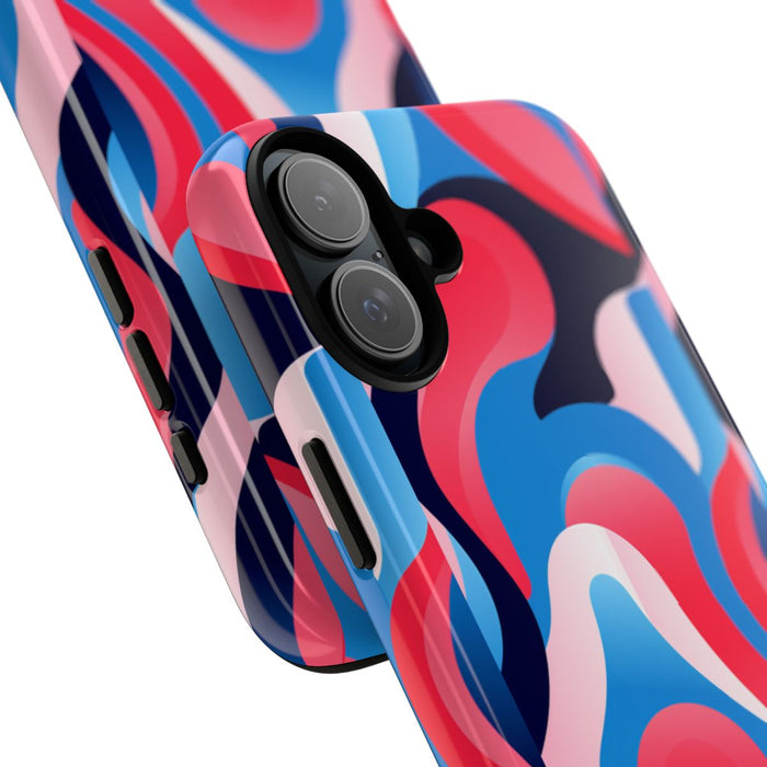 Blauw-Rood Abstract Golvend Patroon