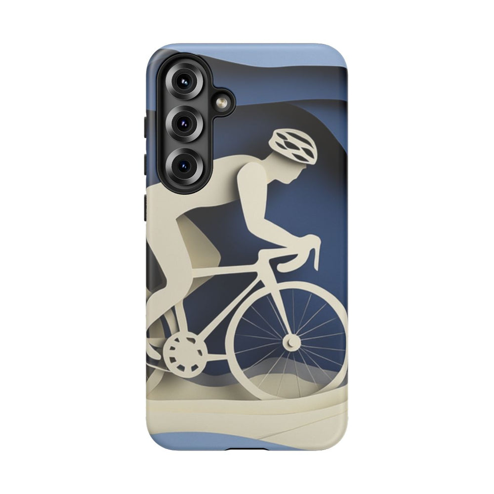 Fietser in Papieren Knipkunst op Blauwe Heuvels