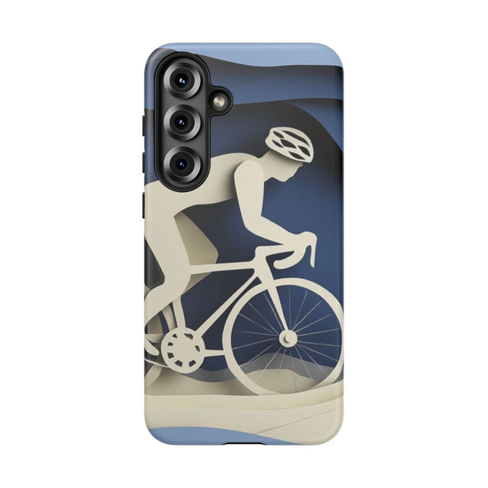 Fietser in Papieren Knipkunst op Blauwe Heuvels