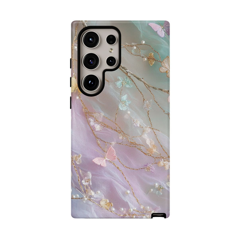 Iridescerende Pastel Vlinders en Rankmotief