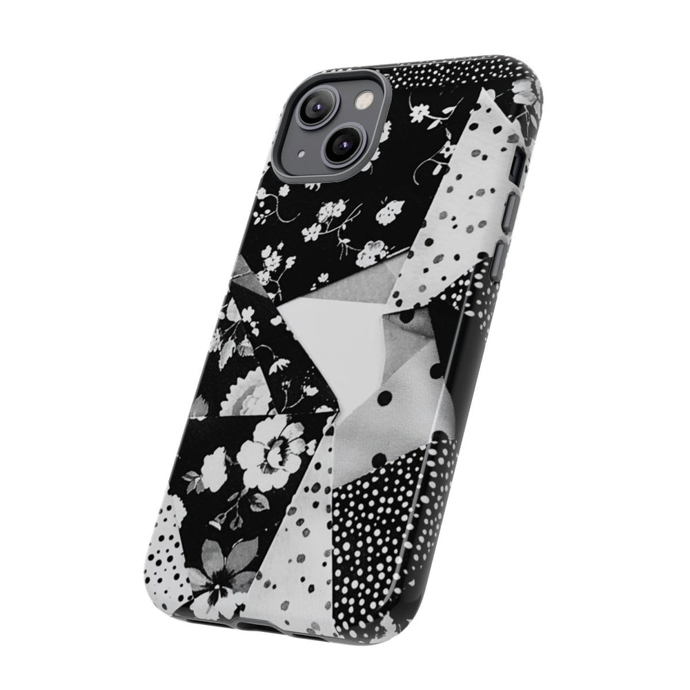 Monochrome Bloemen- en Polkadot Patchwork