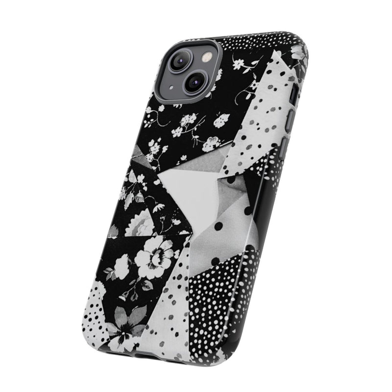 Monochrome Bloemen- en Polkadot Patchwork