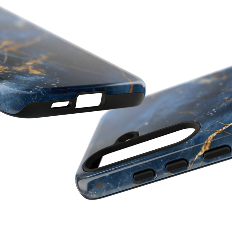Blauw Marmerpatroon met Gouden Adering
