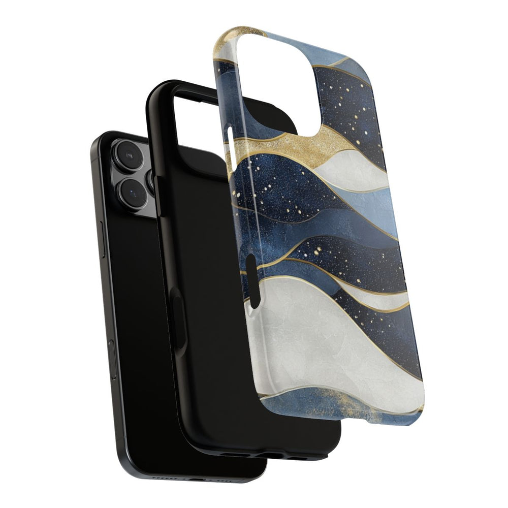Abstract Blauw-Goud Golvenpatroon