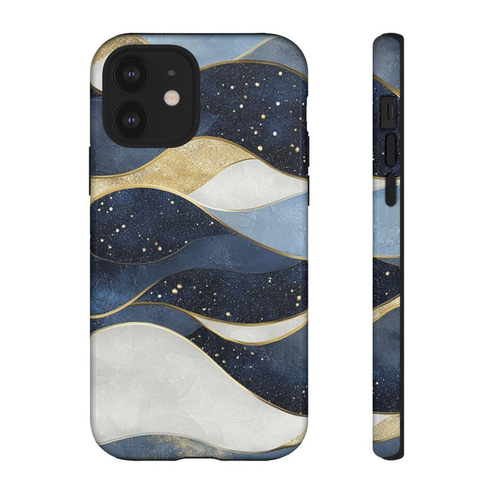 Abstract Blauw-Goud Golvenpatroon