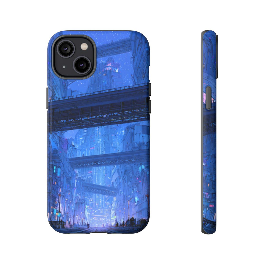 Futuristische Blauwe Stadsstraat