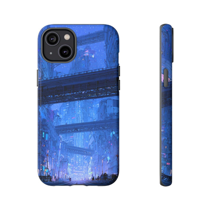 Futuristische Blauwe Stadsstraat