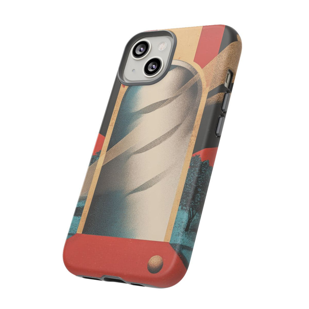 Surrealistische Spiraalpoort met Bomen en Sferen