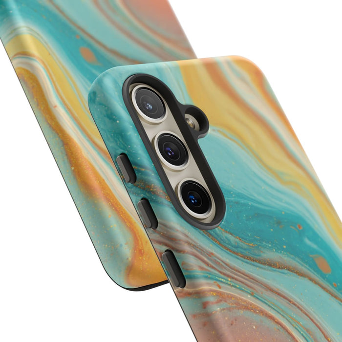 Oranje en Teal Marmerstructuur met Mat Effect