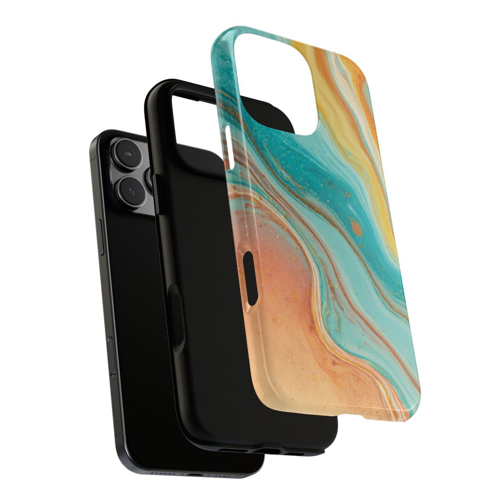 Oranje en Teal Marmer Abstract