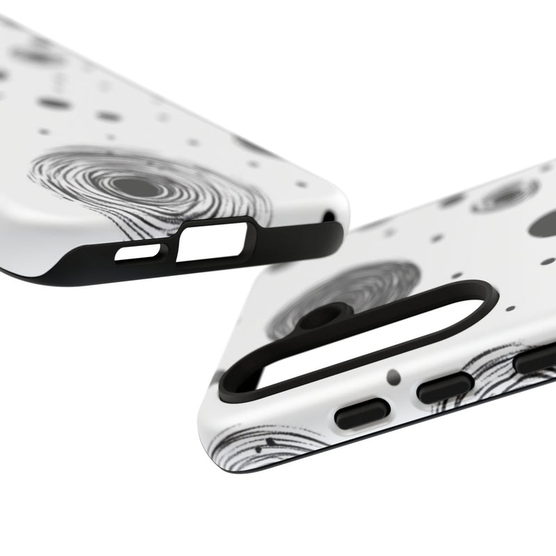 Zwart-Wit Cirkeldessin met Getekende Stippen