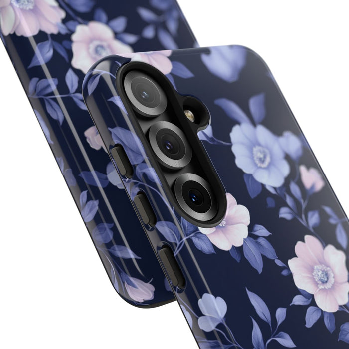 Elegant Blauw-Roze Bloemenpatroon