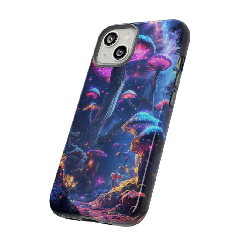 Glinsterende Bioluminescente Paddenstoelen in Kosmische Nacht