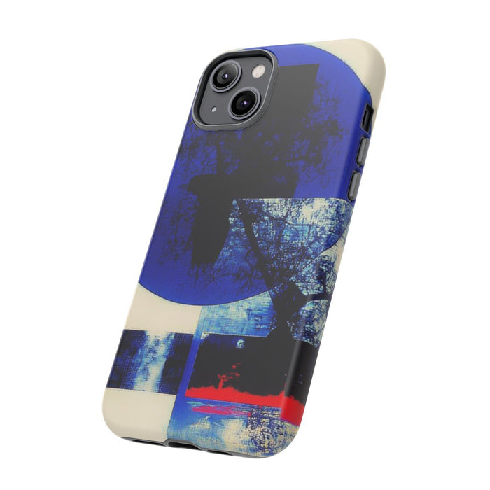 Abstracte Blauwe en Zwarte Geometrische Kunst