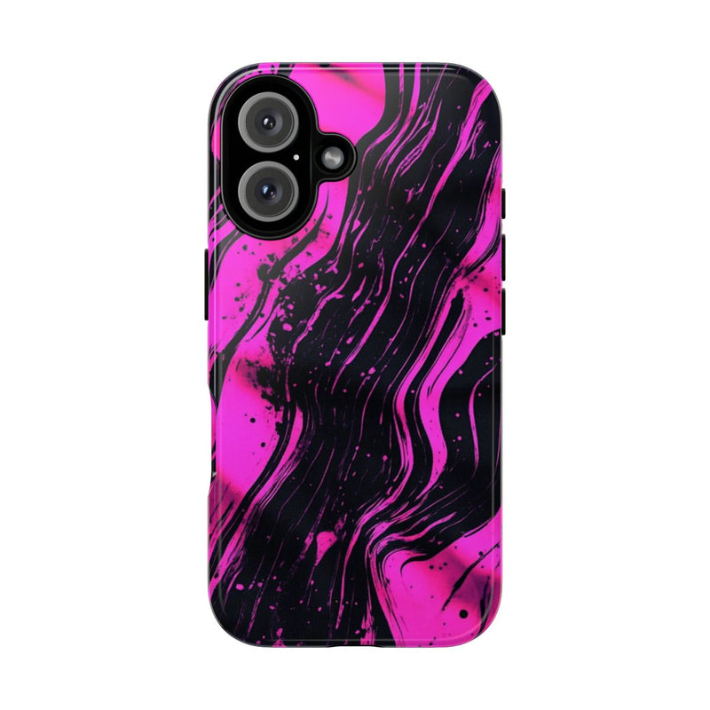 Neonroze en Zwart Abstract Patroon
