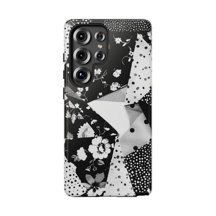 Monochrome Bloemen- en Polkadot Patchwork