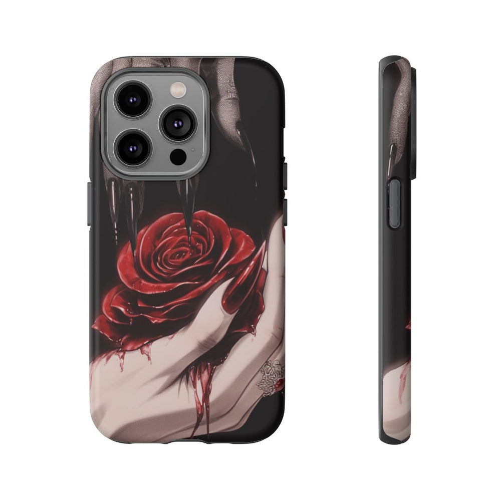 Donkere Gotische Handen met Rode Roos