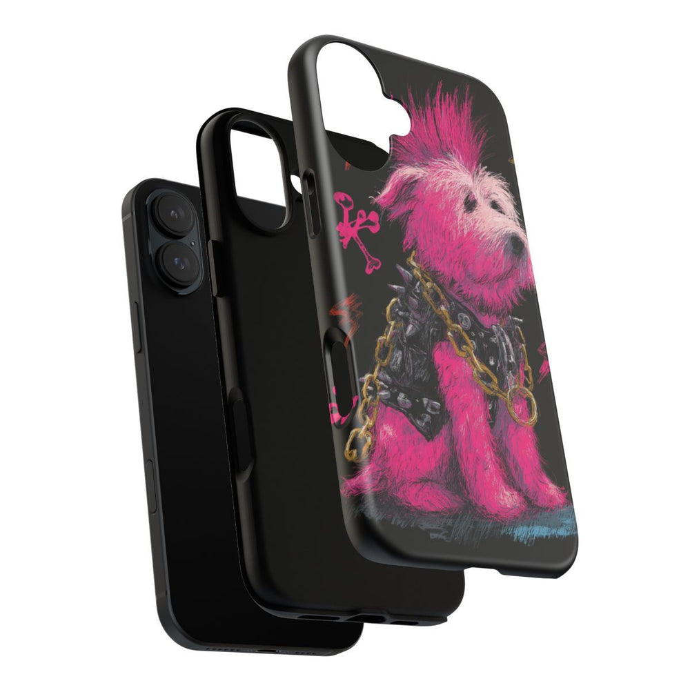 Punk Hond met Roze Hanenkam Illustratie